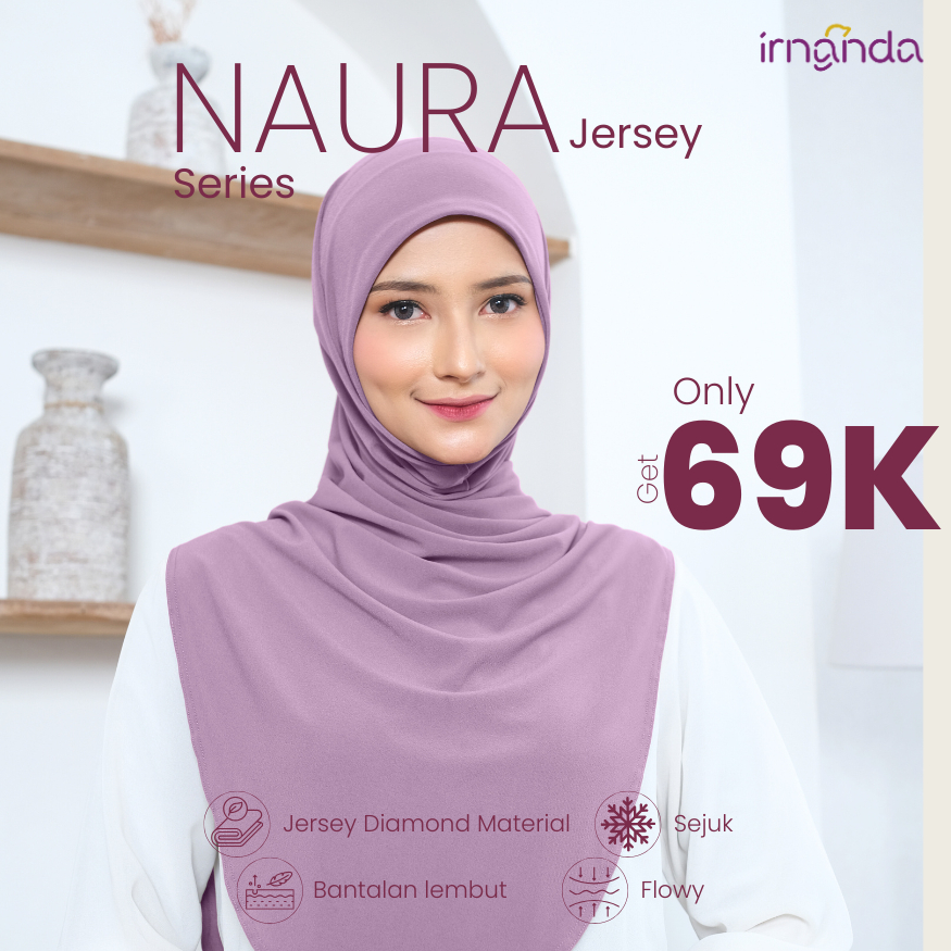 Irnanda Hijab - Naura Bergo Instant Malay Jersey Premium Anti tembem | Lavender