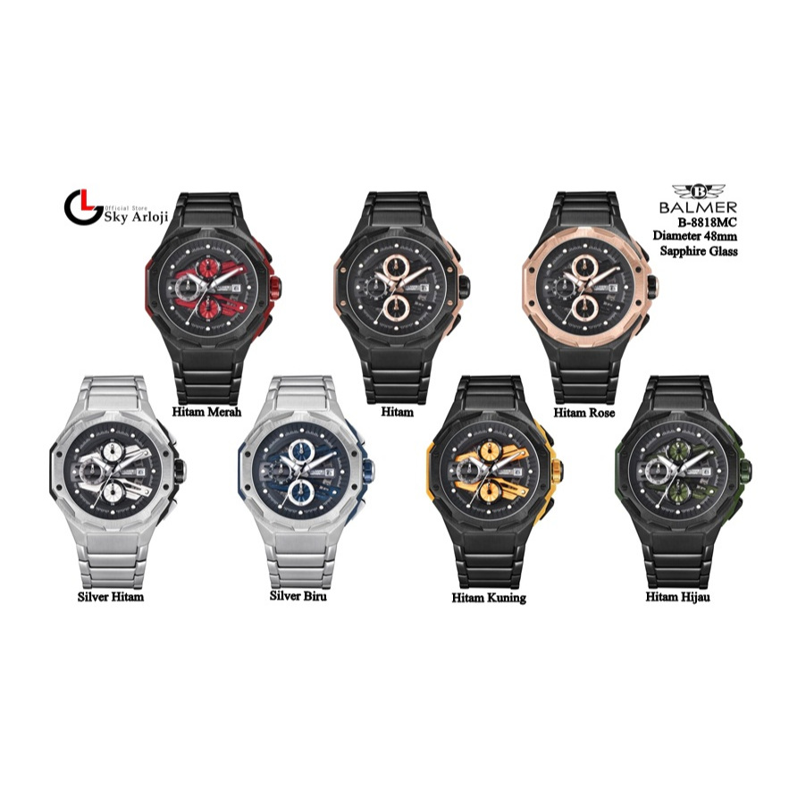 Balmer 8818 Jam Tangan Pria Chronograp Stainless Steel Sapphire Glass