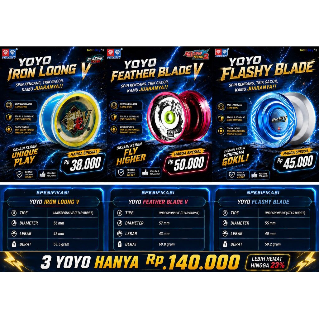 Yoyo Auldey Auldey feather blade flashy iron Loong V premium trick