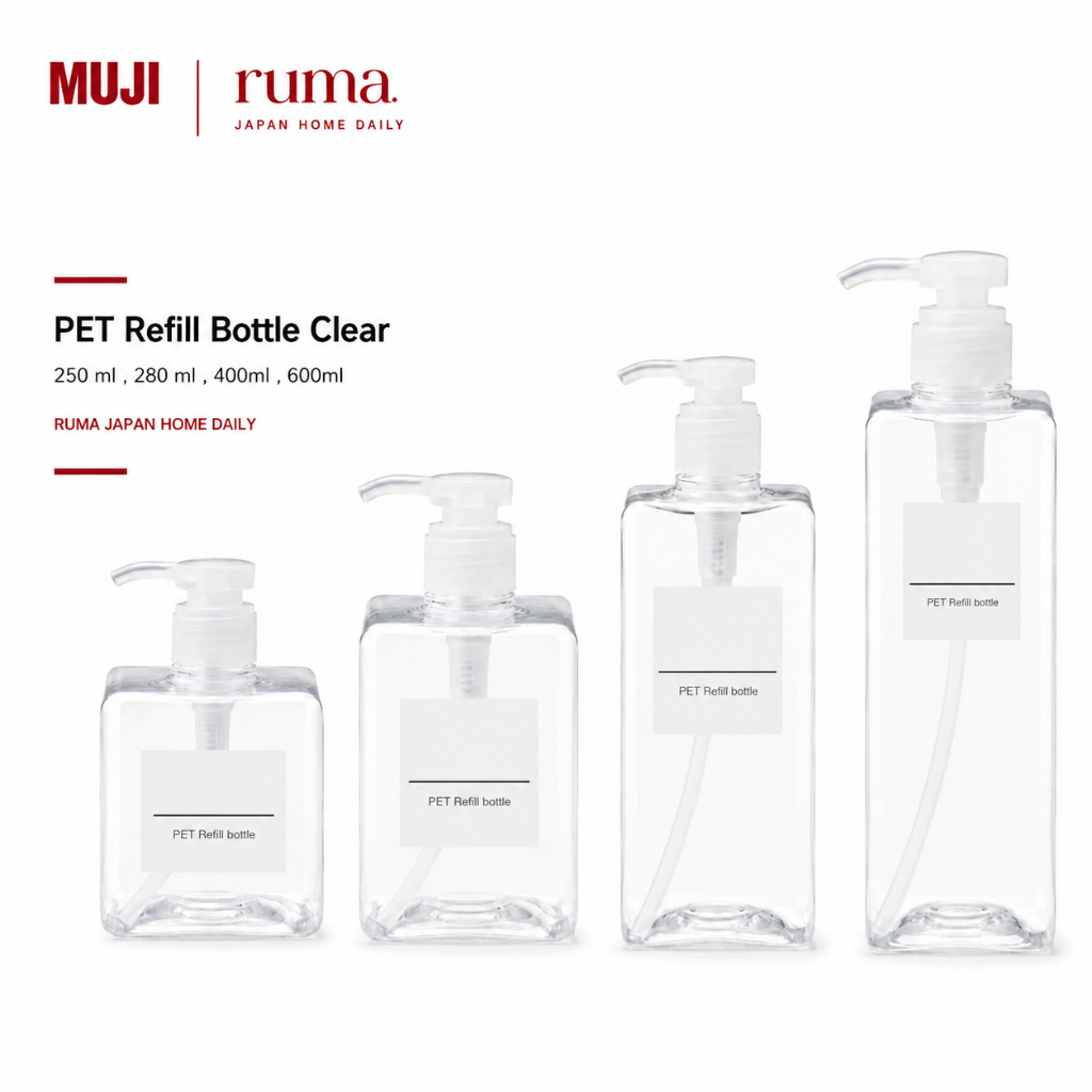 MUJI Refill Bottle PET Clear Botol Isi Ulang Sabun Kamar Mandi