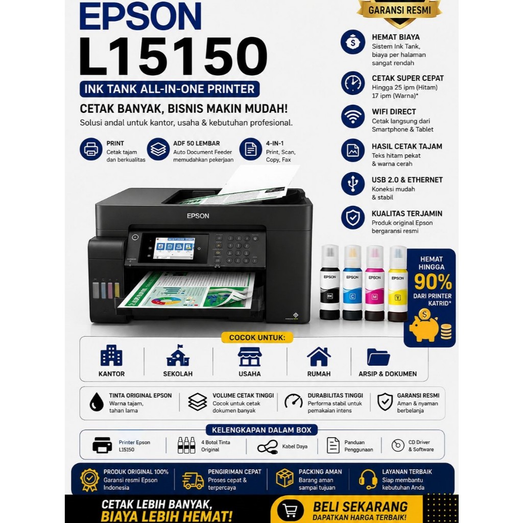 PRINTER EPSON L15150 L-15150 L 15150 A3 DUPLEX PIGMENT PRINT SCAN COPY