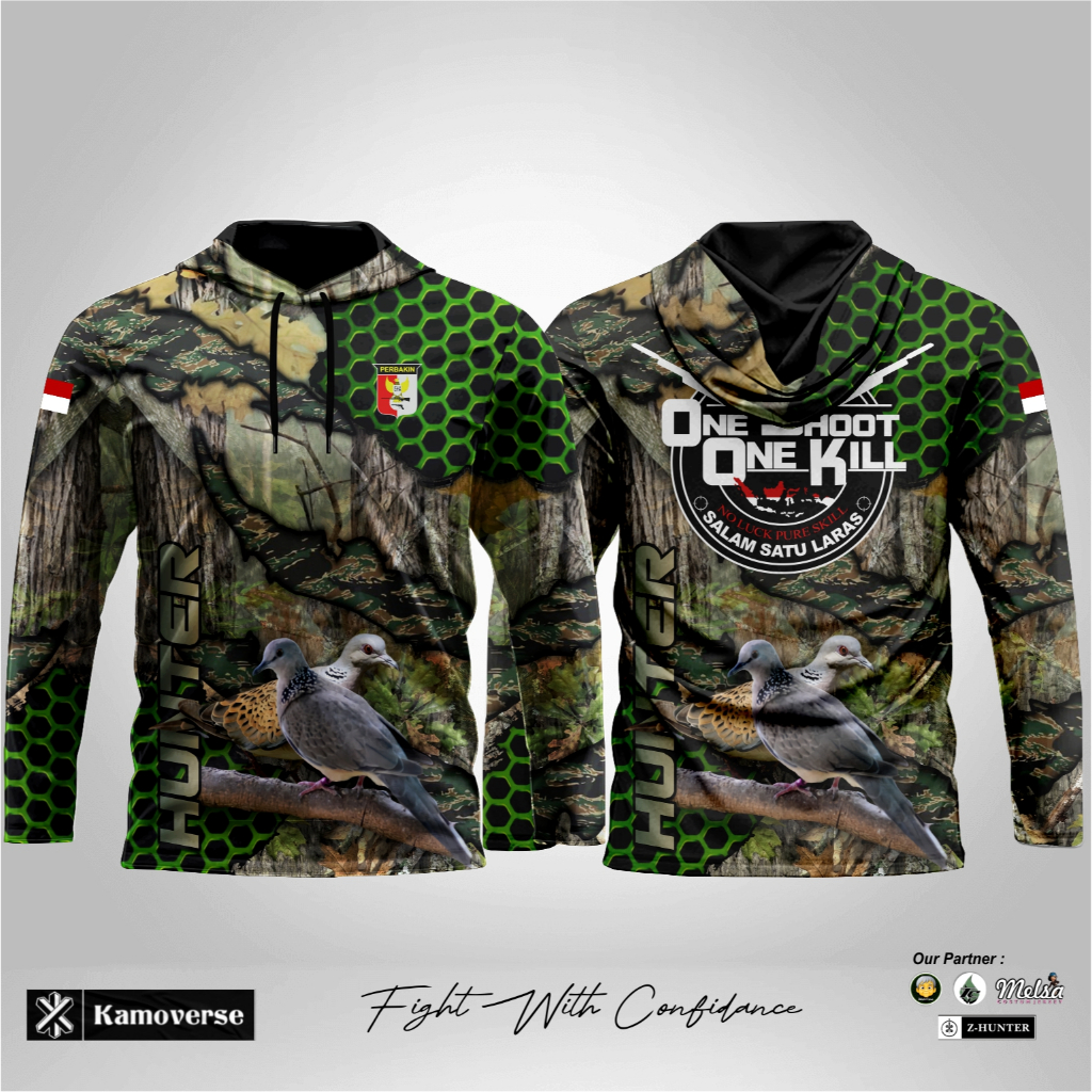 BAJU JERSEY BERBURU TEKUKUR MOTIF CAMO KEKINIAN | HUNTER MANIA | BISA CUSTOM | FULL PRINTING