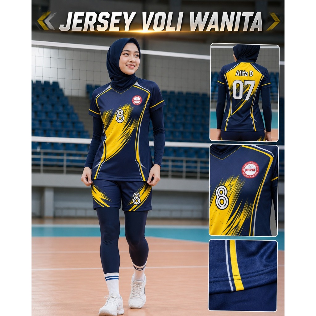 Jersey Voli Putri 007 Custom | Baju Voli Wanita Dry Fit Premium | Free Nama & Nomor | Full Printing