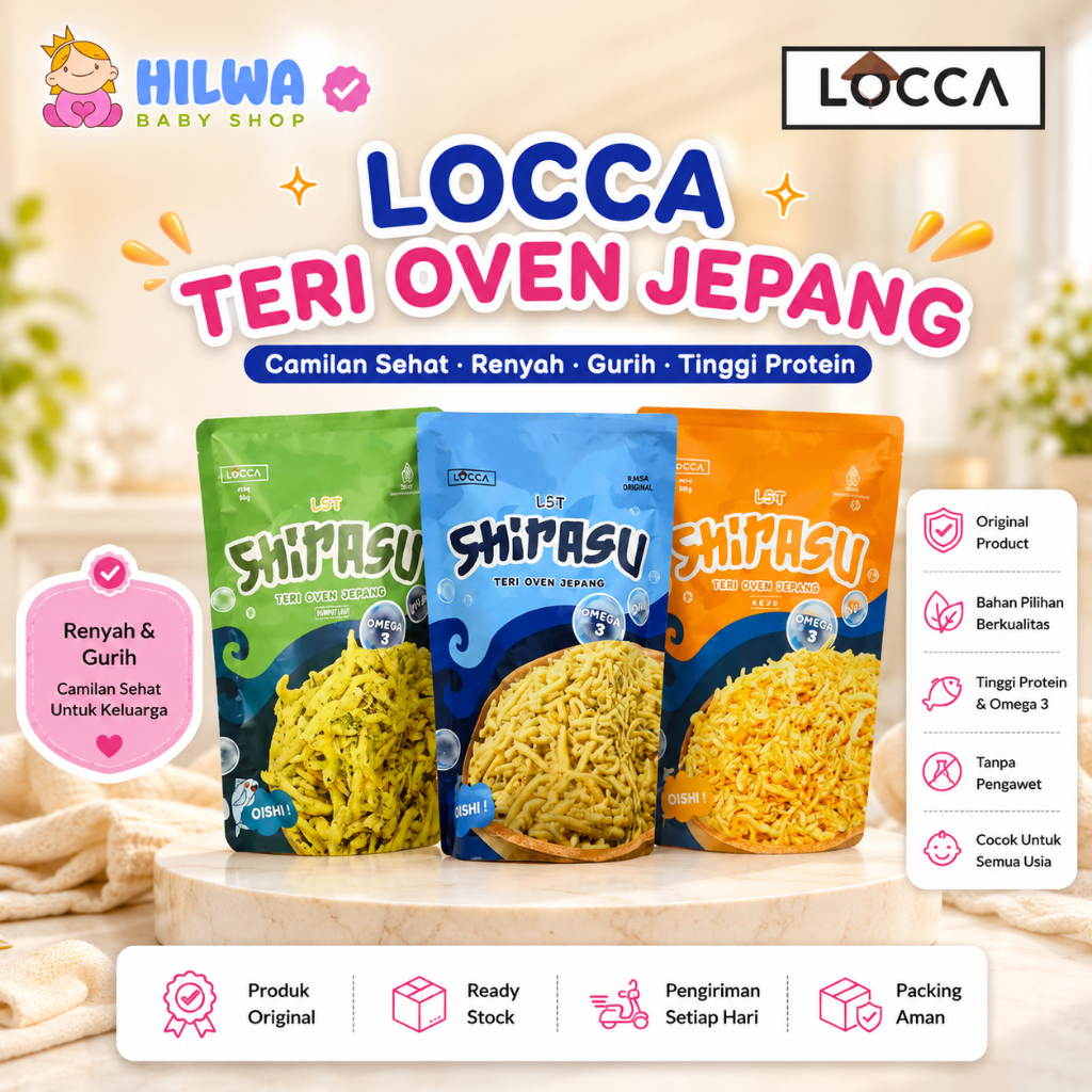 Locca Shirasu Teri Oven Jepang Snack Ikan Renyah Taburan Crispy Original Dan Keju