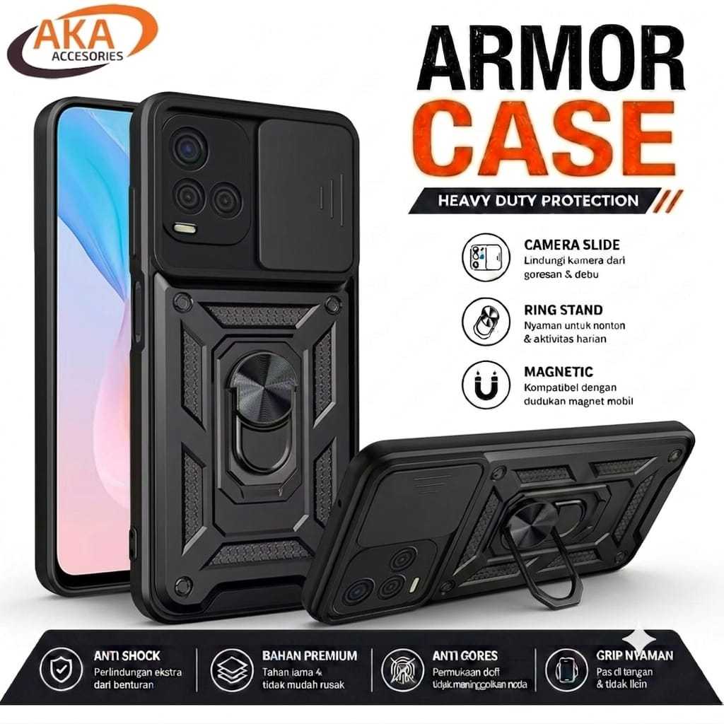 Case Armor Vivo Y33s Y33T Y15s Y01 T1 T1 Pro 5g AKA Anti Shock Hardcase Slide Kamera Pelindung Casin