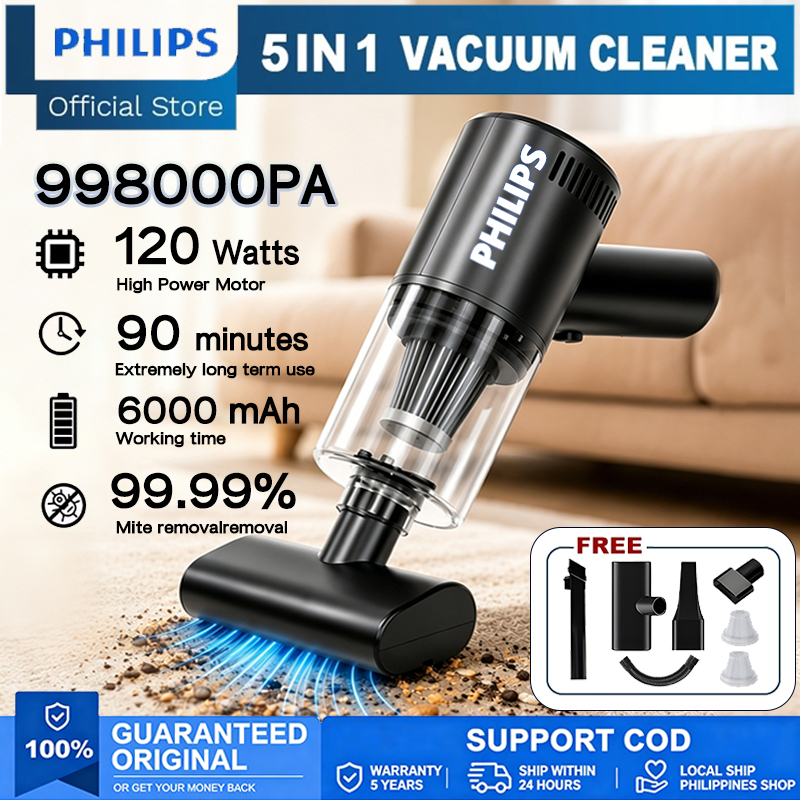 PHILIPS Vacuum Cleaner  998000Pa Multifungsi Penyedot Debu 5IN1 Nirkabel Genggam Portabel Daya Tingg