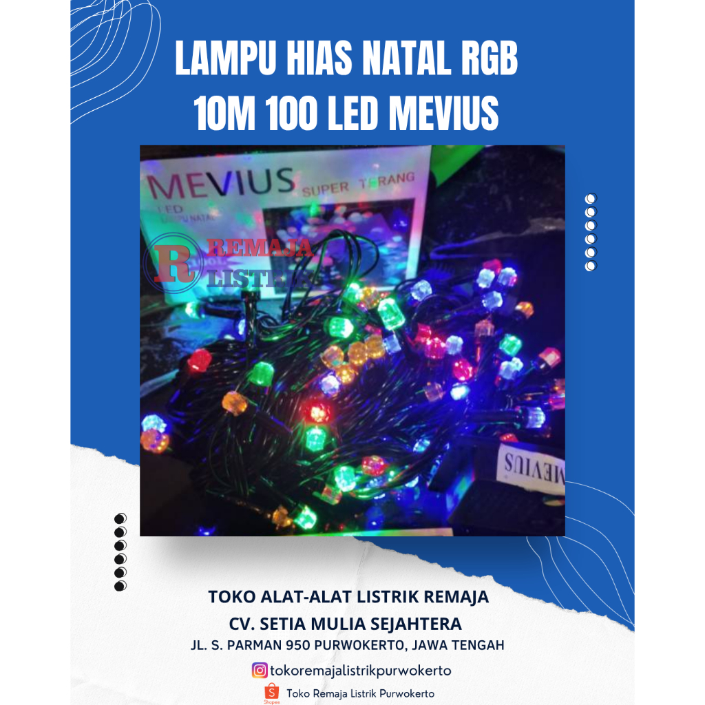 LAMPU HIAS NATAL 17 AGUSTUSAN RGB 10 METER 10 LED MEVIUS TAHAN AIR