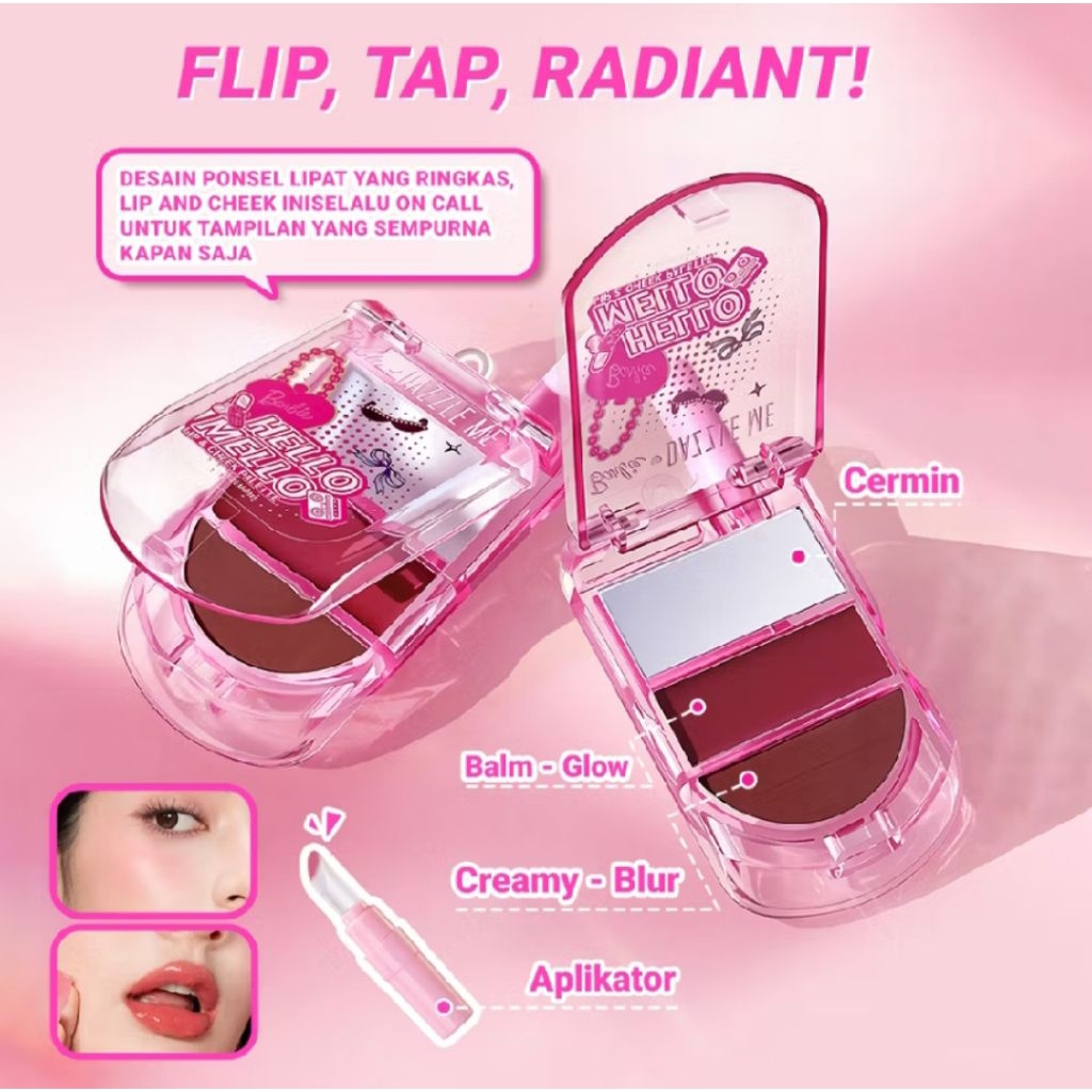 [New Ready Stock] Dazzle Me Barbie Hello Mello Lip Cheek Palette & Color Chrome Lip Glaze
