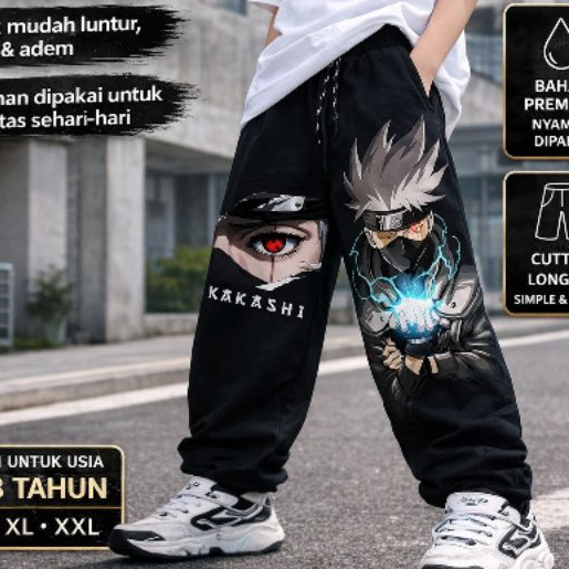 Celana Skena Anak Laki-Laki Motif Anime | Celana Panjang Anak Streetwear Premium 5-13 Tahun