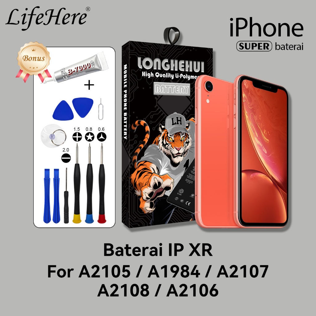 Lifehere baterai Iphone XR baterai superkapasitas IPHONE XR baterai 3500mah