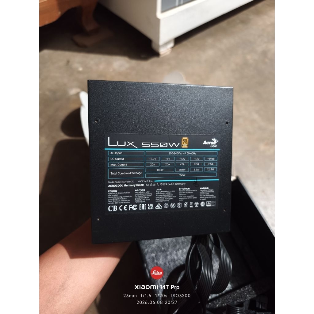 Aerocool lux 550w Bronze 