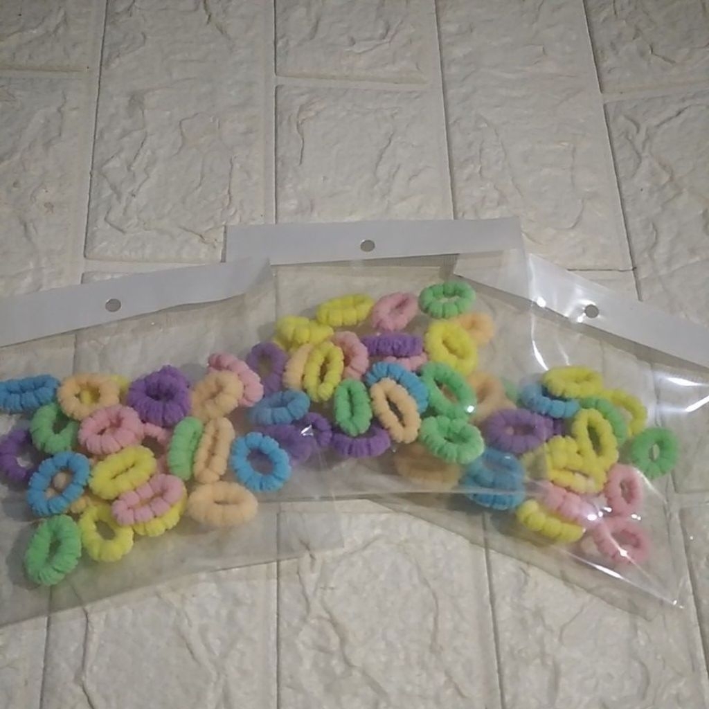 ikat rambut mini ecer 24 pcs ikat rambut donat bunga