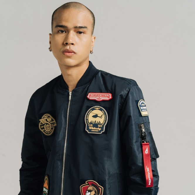 Jaket Bomber Pria - Skycopter Airborne Command - Navy Phantom (Patch Bundle)