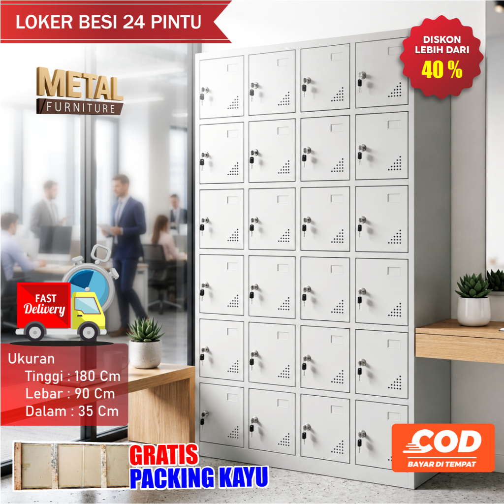 Loker Besi 24 Pintu Anti Karat Full Besi Kapasitas Besar Lemari Karyawan Kantor Sekolah