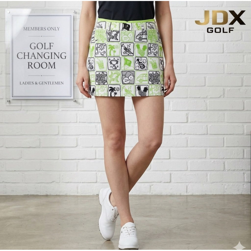 Rok Mini Golf JDX Multisports Original Motif Pop Art Hijau Putih