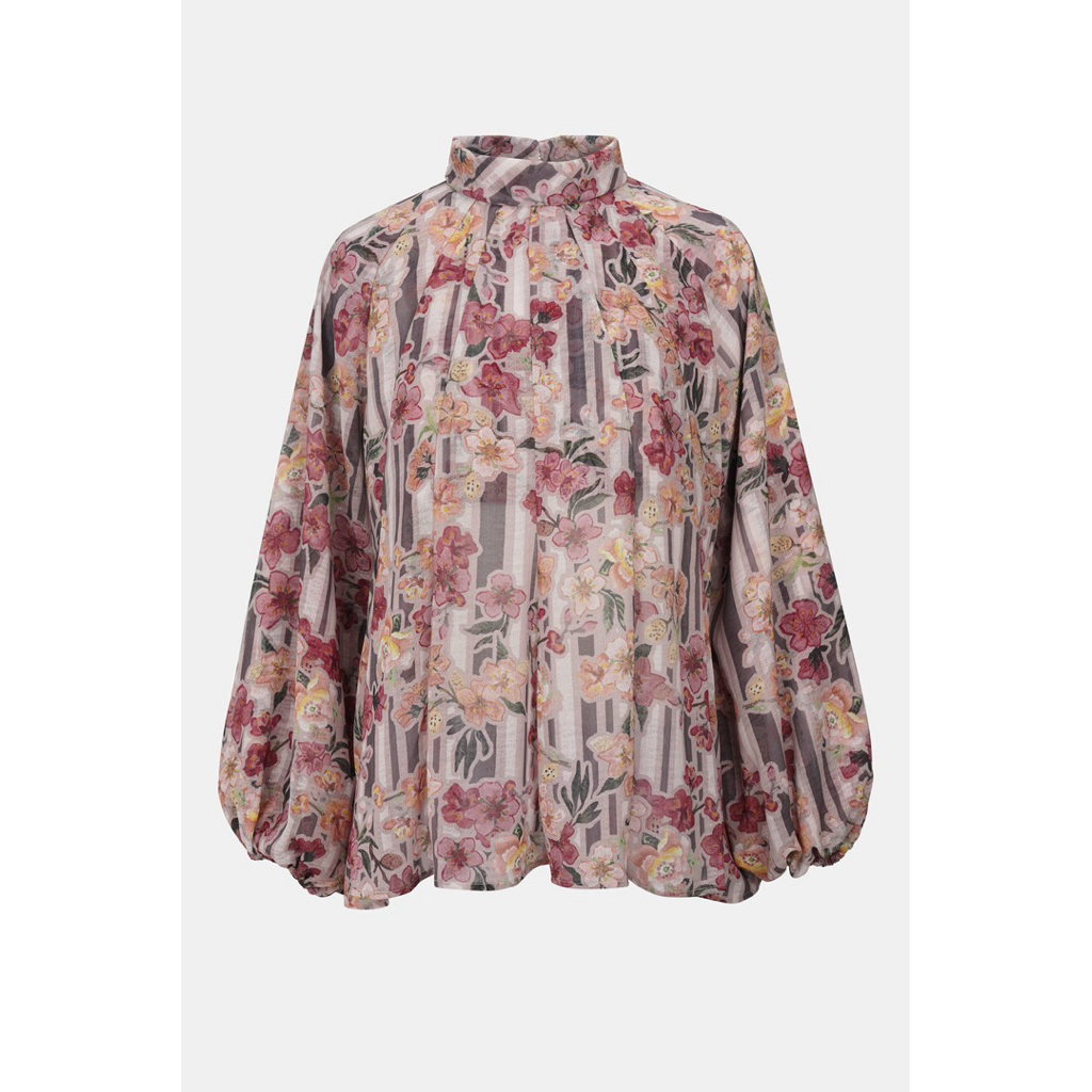 PRELOVED Fiori Flowy Blouse Chestnut SIZE M RARE ITEM BENANG JARUM