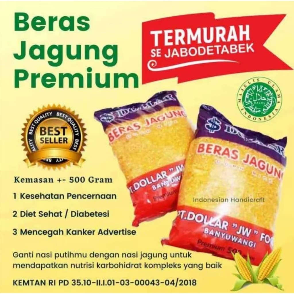 1kg Beras jagung DOLLAR 500gr / Beras jagung dollar 500 gram rasa enak / Beras jagung dollar premium