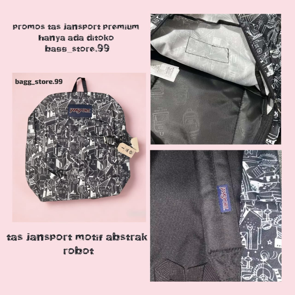 PROMO tas js PREMIUM motif abstrak robot tas sekoalah / ransel pria wanita bagpack