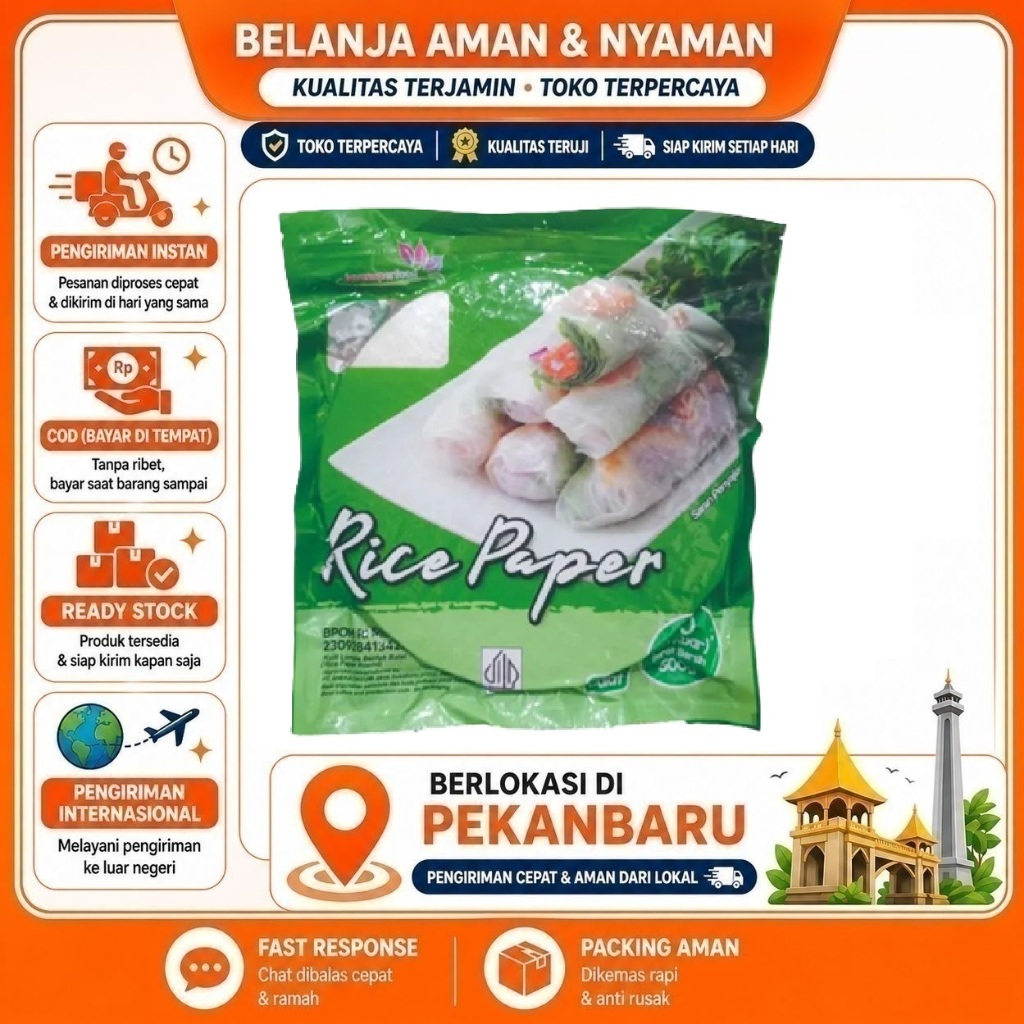 [SDW] pekanbaru/500 Gram (50 Pcs) Java Super Food Rice Paper Bulat Kulit Lumpia Kertas Nasi Halal