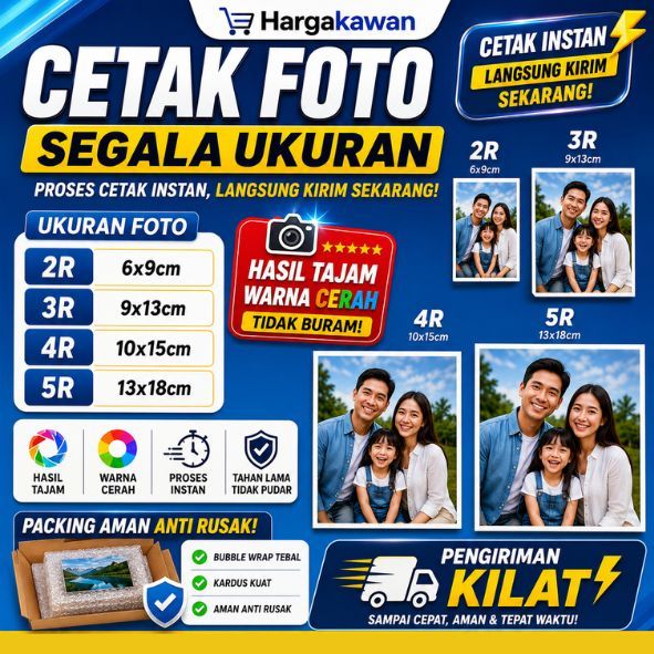 Cetak Foto 2R 3R 4R 5R Murah | KILAT PENGIRIMAN INSTAN | Ukuran Bahan Tebal 230 Gram | Harga Mulai 500
