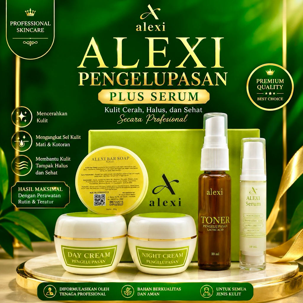 ALEXI SKINCARE PAKET + SERUM | Best Seller atasi Wajah Kusam Flek Jerawat Komedo Susah Putih