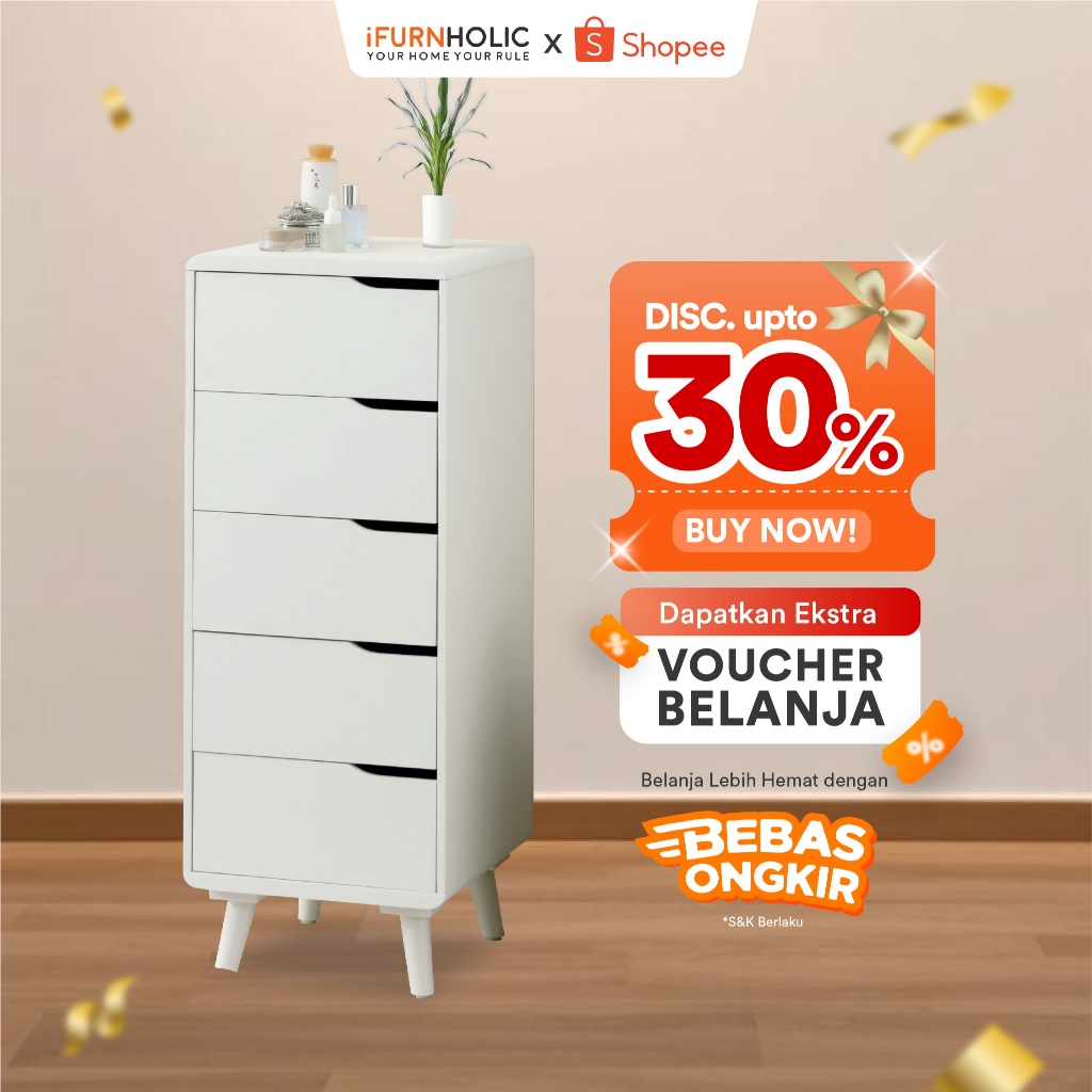 IFURNHOLIC Hanover Drawers | Kabinet Minimalis | Lemari Laci Susun | Lemari Pakaian Kecil | Rak Serb