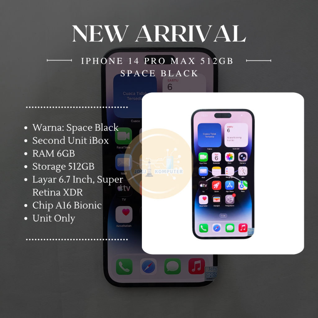 IPHONE 14 PRO MAX 512GB Space Black Second Unit Only Ex iBox