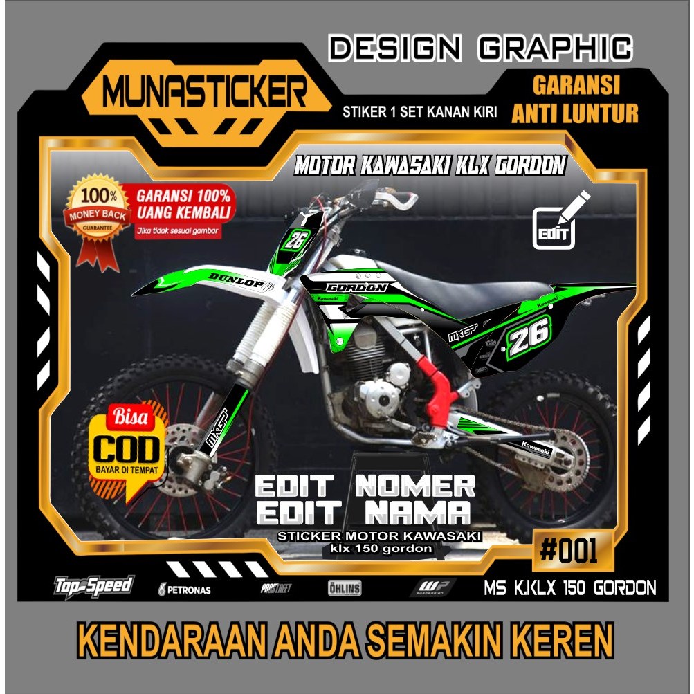 STICKER MOTOR TRAIL FULL BODY KAWASAKI KLX 150 GORDON