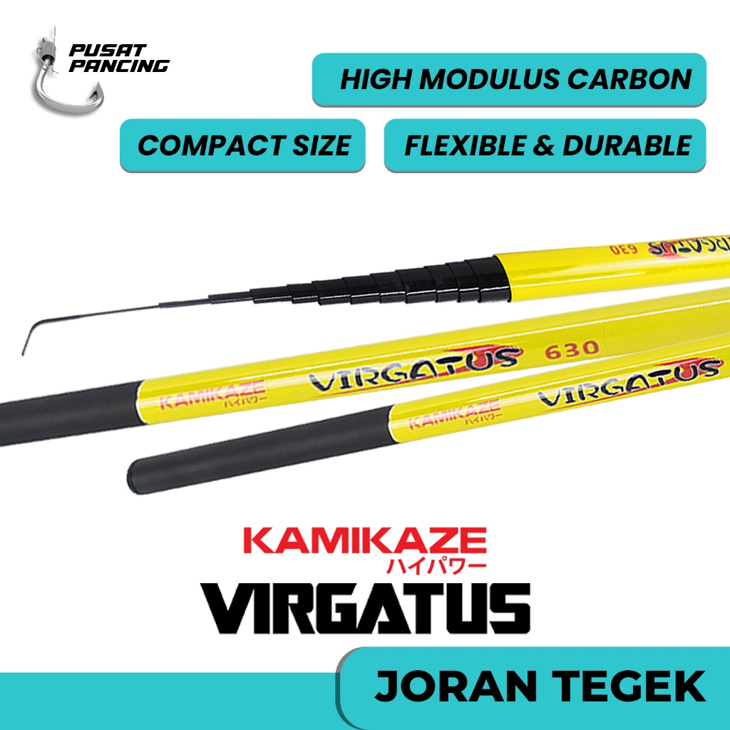 PUSATPANCING5 - Joran Pancing Tegek Kamikaze Virgatus 240cm - 720cm Carbon Tegek Ruas Pendek