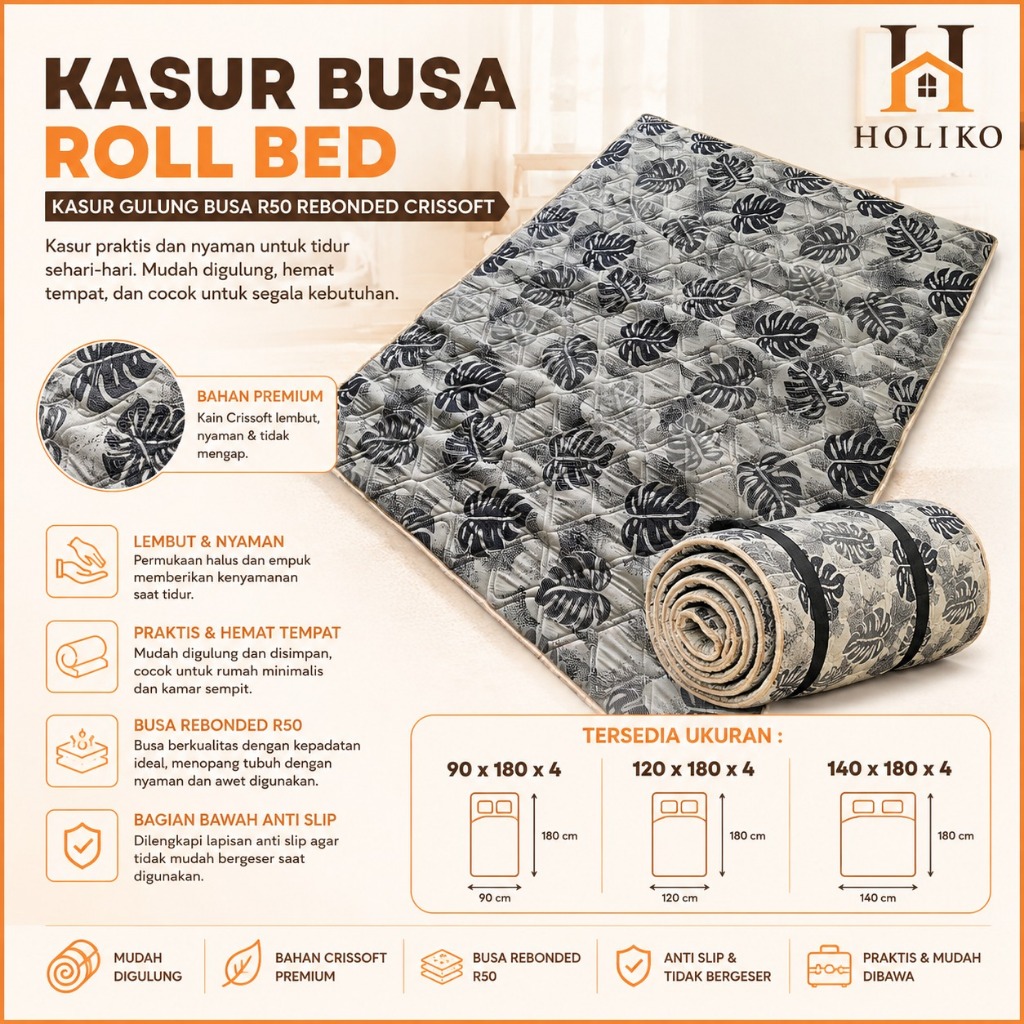 [HOLIKO] Kasur Busa Roll Bed Kasur Gulung Busa R50 Rebonded Crissoft