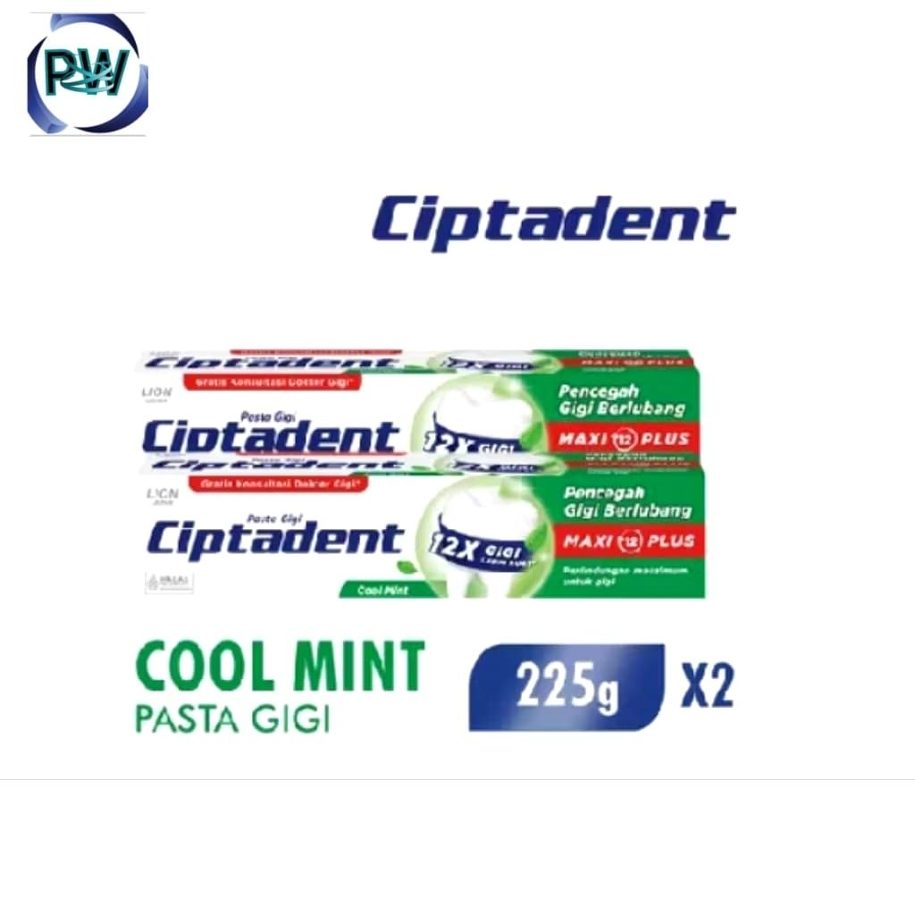 Ciptadent Pasta Gigi Maxi Jumbo Cool Mint 225 Gr x 2 Pcs - Warna hijau