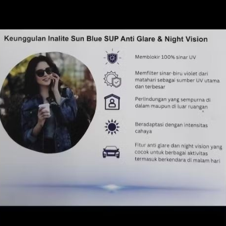 lensa kacamata drive night bluecromic inalite original bergaransi