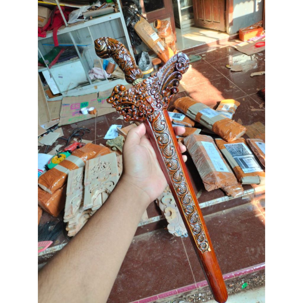 Warangka Keris Ukir Jepara Premium + Hulu Keris Ukir Finishing Glossy Handmade