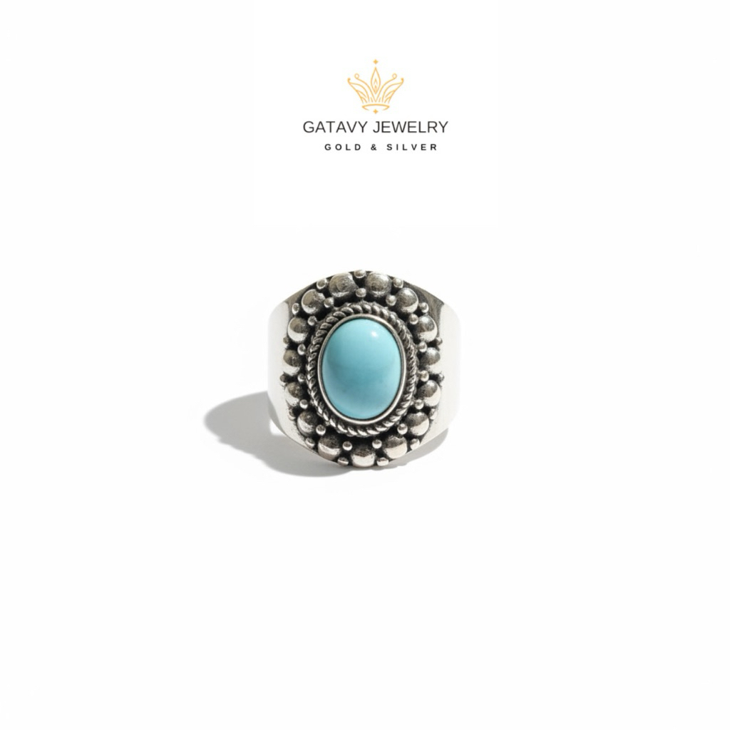 Cincin Perak 925 Batu Larimar | Ring Silver 925 With Larimar Stone | Gatavy Jewelry | GJR 0034 Larim