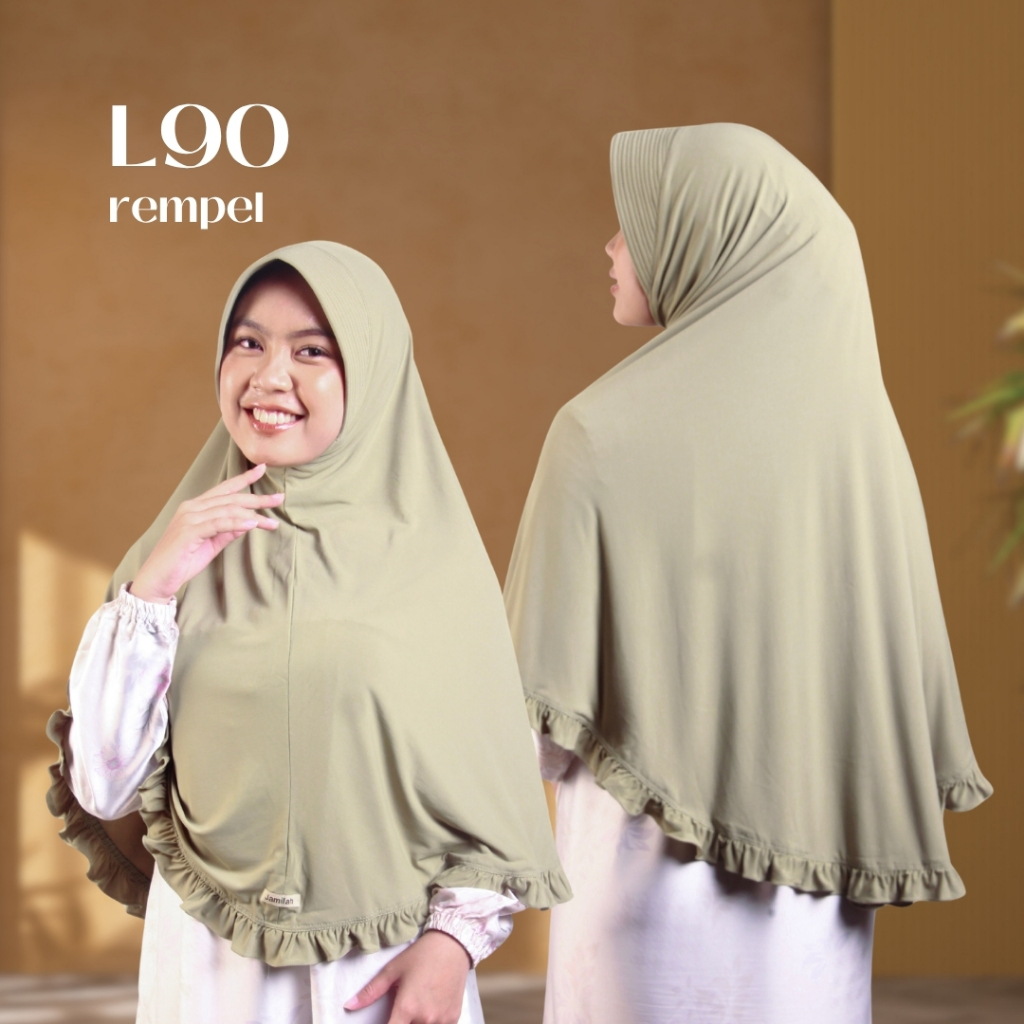Jamilah | Hijab Syari Bergo Rempel Jumbo Instan Jersey Daily - L90 Rempel