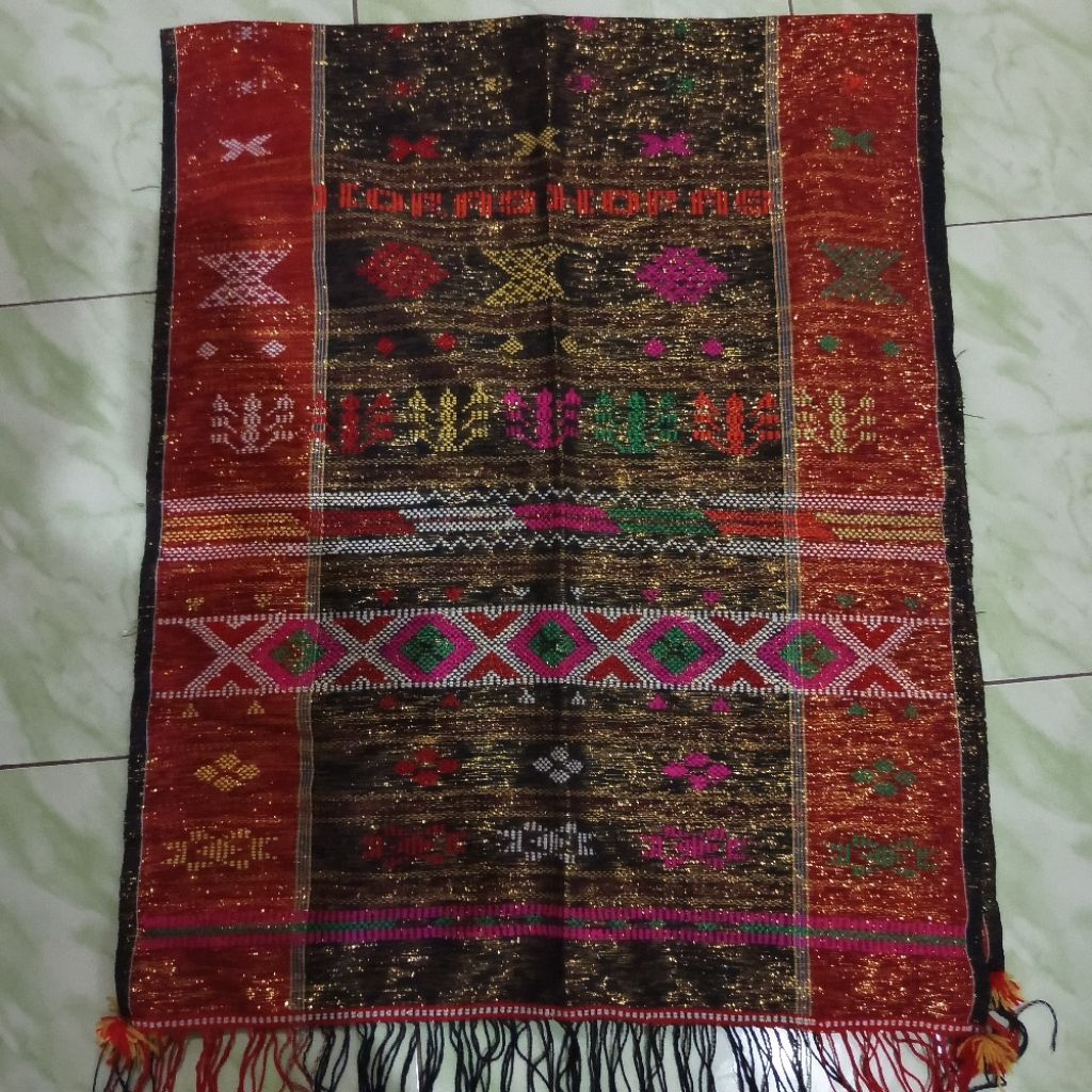 ulos Batak Toba/Mandailing sisi merah Glitter emas