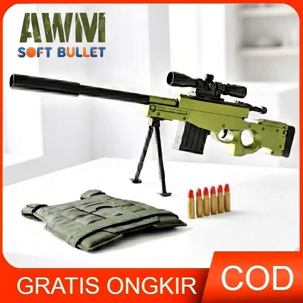 Mainan Anak SOLDIER EJECTION AWM 2023 Mainan Tembakan Set Anak Tactical Soft Bullet Outdoor