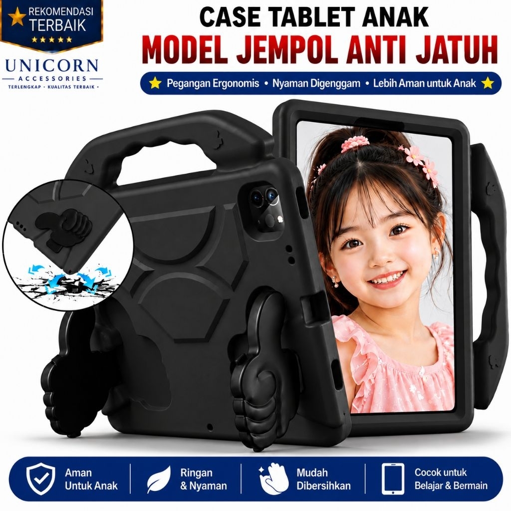 Case iPad Pro 12.9 2018 2020 2021 2022 Case Tablet Anak Casing tab Standing Jempol Softcase Thumb Ki