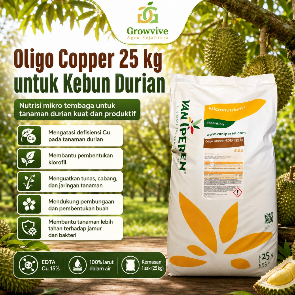 Pupuk Mikro Oligo Cu EDTA 25 Kg untuk Pohon dan Buah Durian