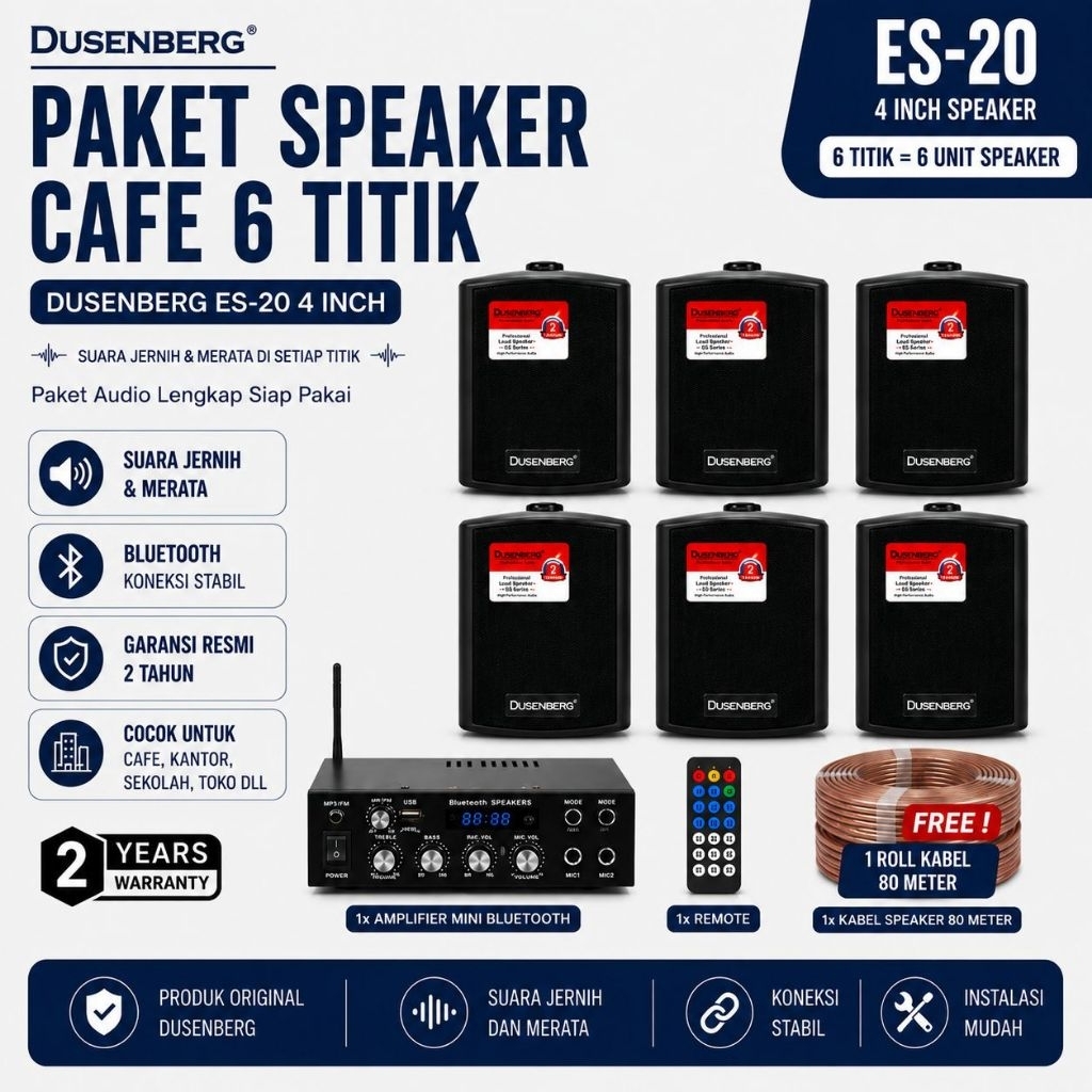 Paket Sound Cafe Klinik Kantoran Mesjid 6 Titik Speaker 4 In DUSENBERG