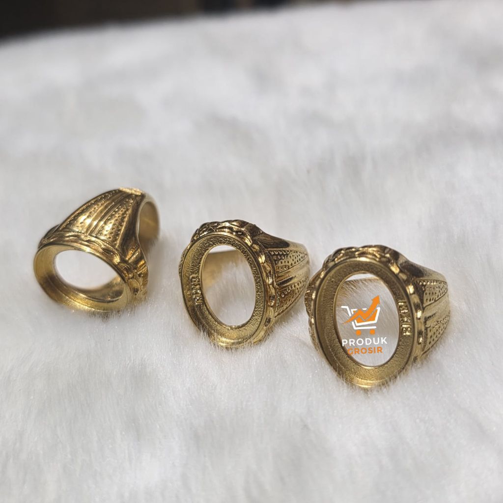 Ring Batu Cincin Emban Titanium Gold 13x18 Elegan Dan Sederhana