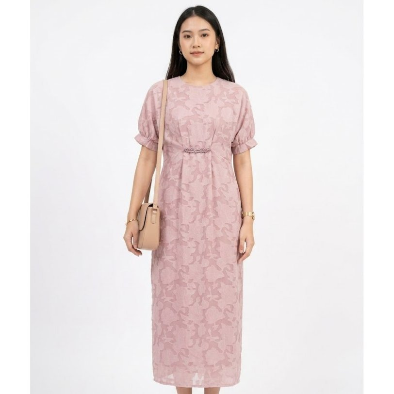 Eprise Kaftan Lengan Pendek, Maxi LIGHT PINK AP1292 | Kaftan Wanita