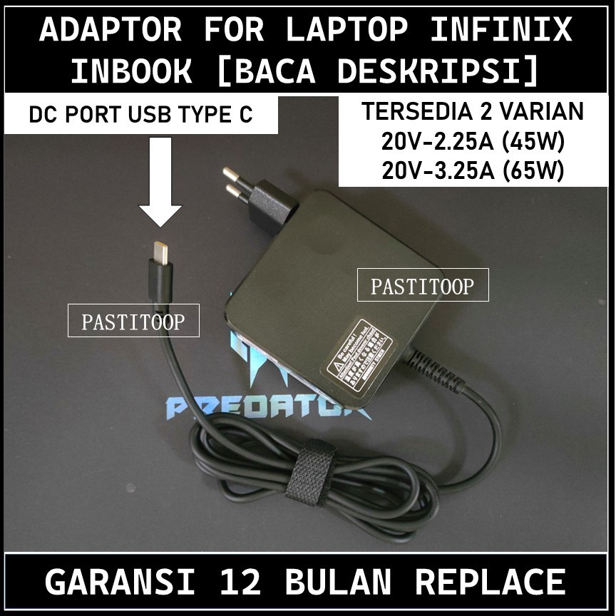 Adaptor Charger Laptop Infinix Inbook X1 Inbook X2 Inbook X1 PrO