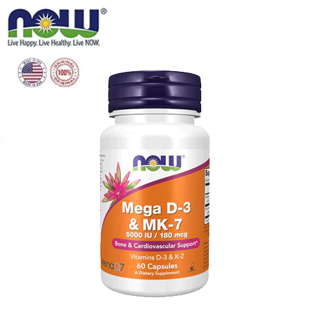 Now Foods Mega D-3 MK-7 Vitamin D3 MK7 D 3 MK 7 Bone Cardiovascular 5000 iu US Supplement