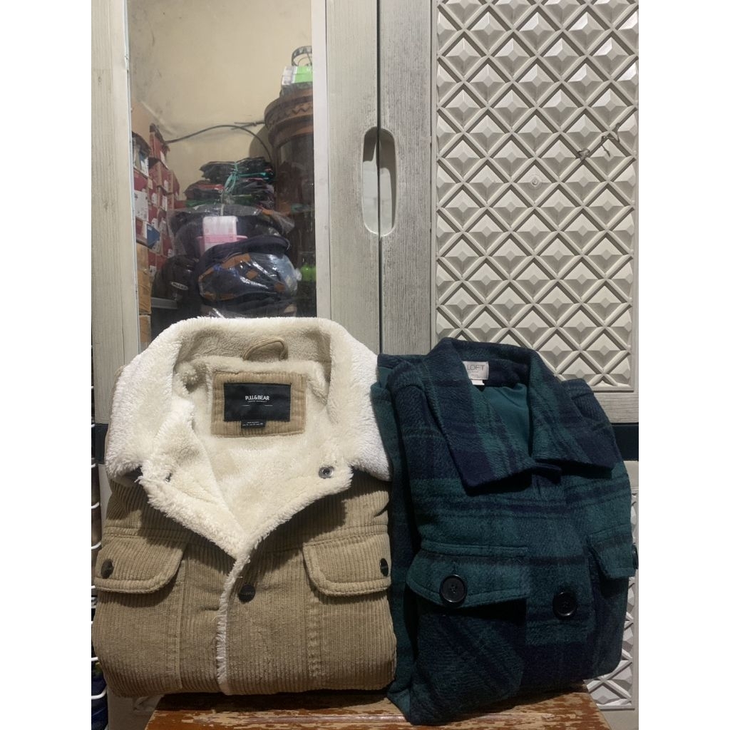 ORIGINAL OUTERWEAR WOOL PULL & BEAR JACKET CORDUROY LOFT PLAID SHERPA STRIPE STRAP