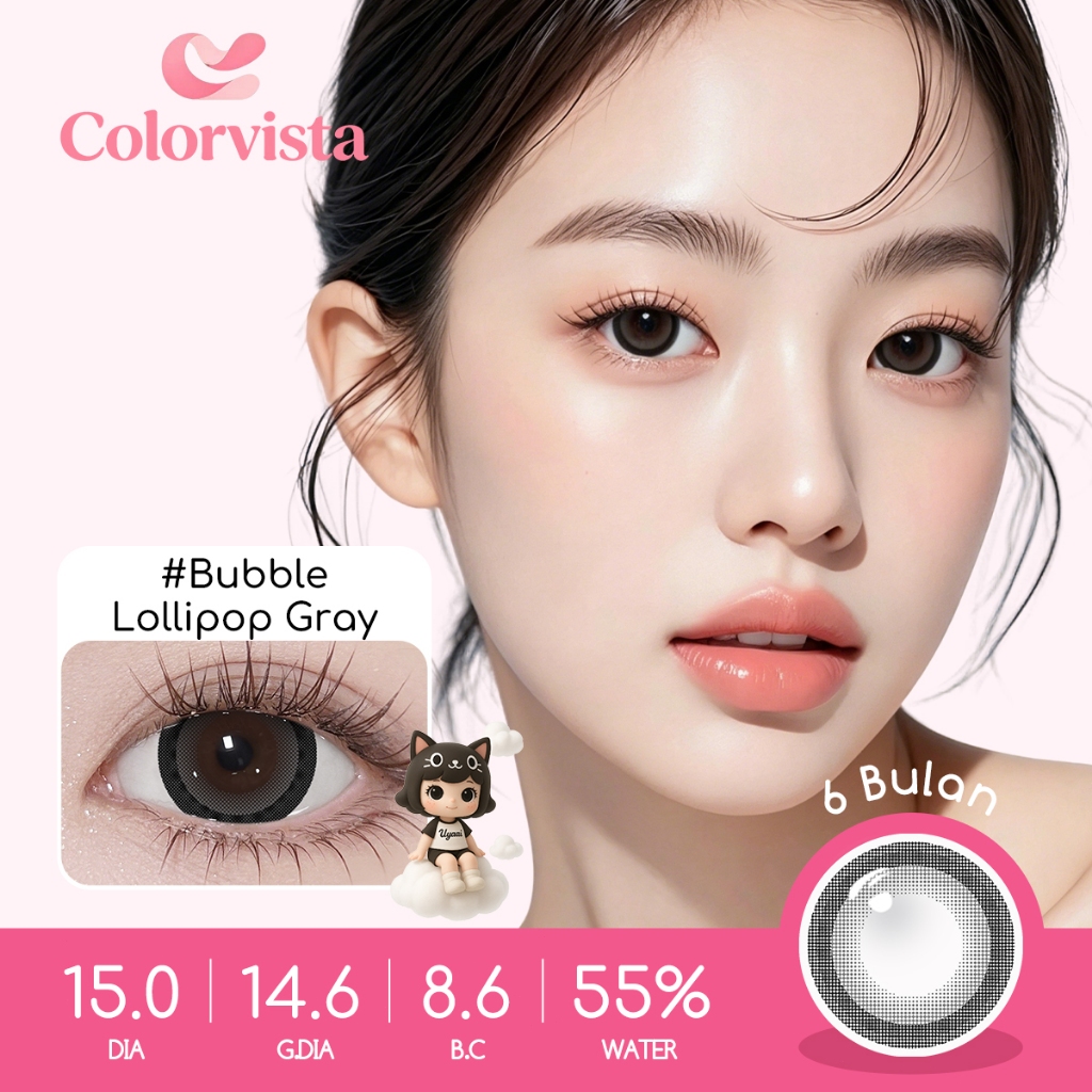 [COD]COLORVISTA SOFTLENS Lollipop Gray LENSA KONTAK 14.2 MM MINUS 0-6.00 Contact lens USE 6 MONTHk