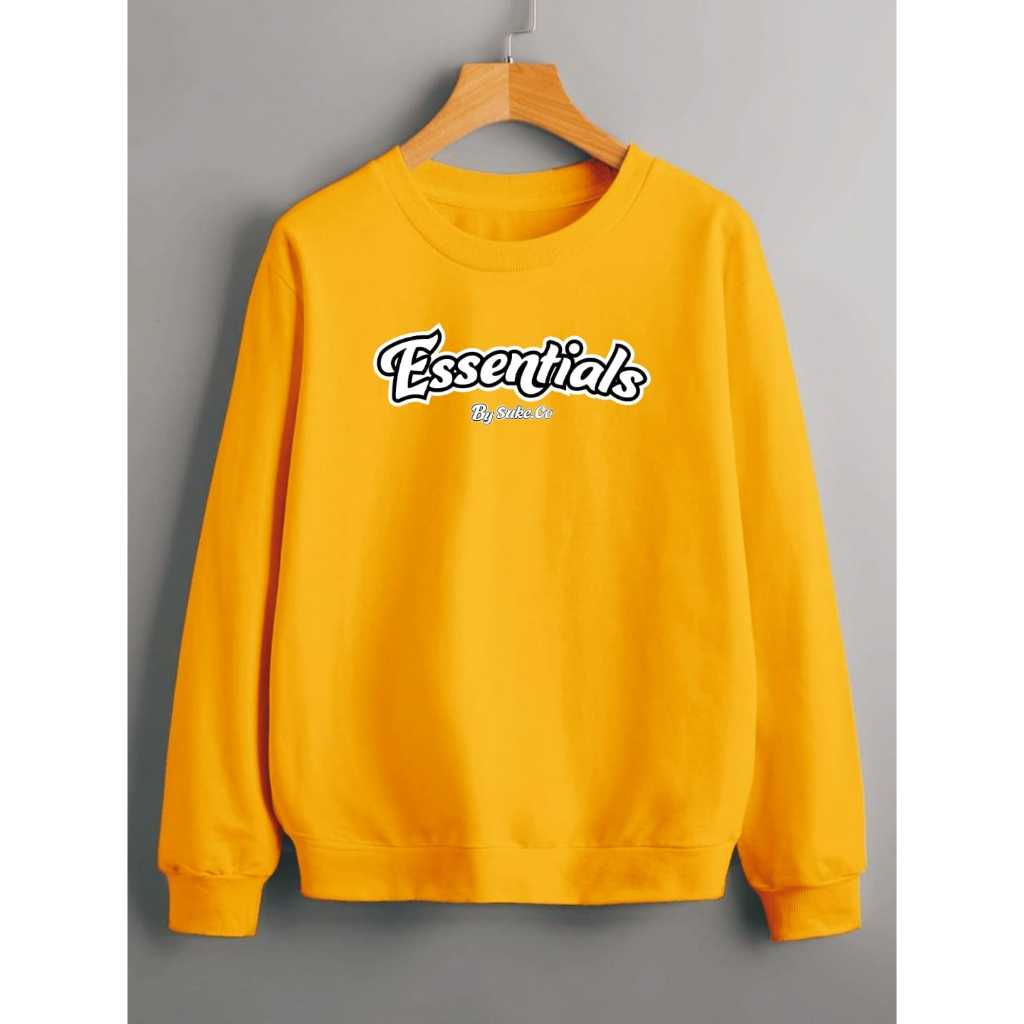 [TERLARIS] Sweter Crewneck Kuning Mustard Essentials Distro Original Suke Co Baju Hangat Pria Wanita