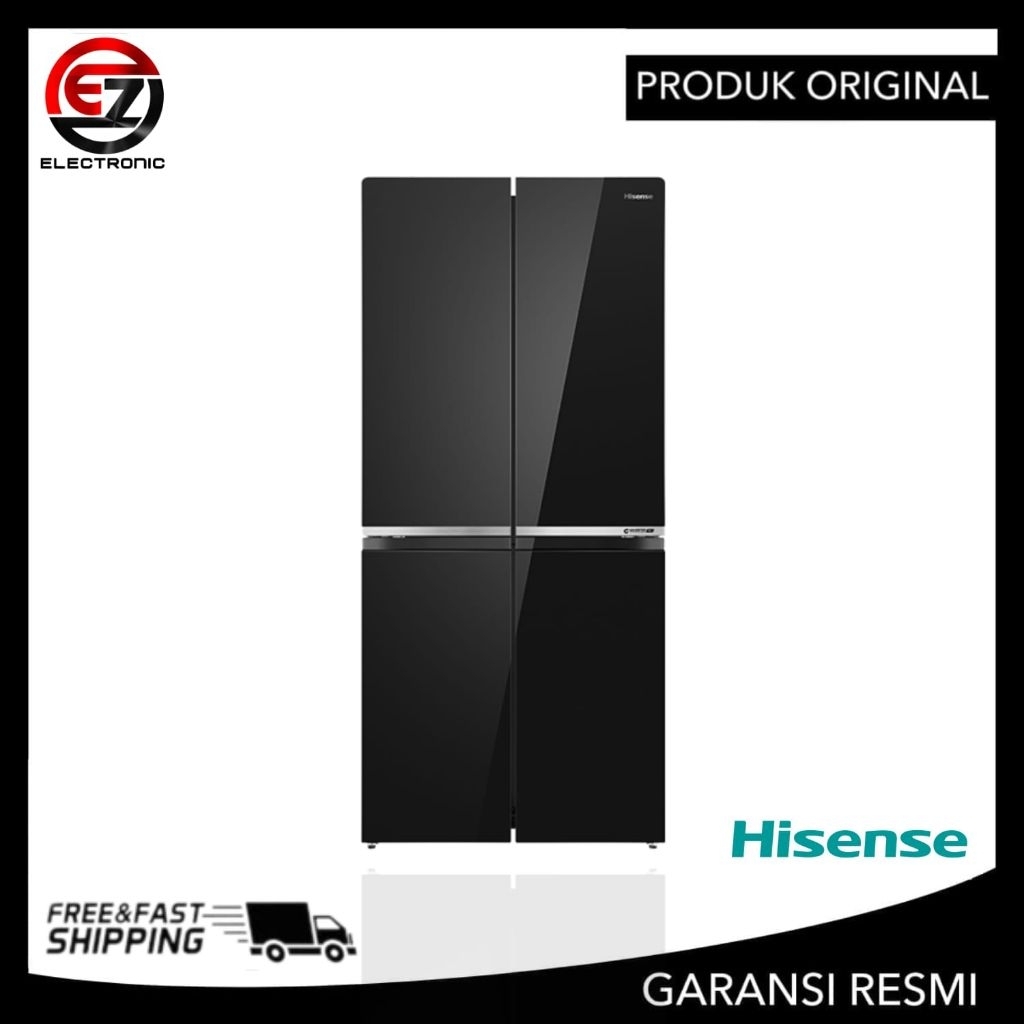 Hisense RQ556N4IBU Kulkas 4 Pintu Inverter 467 Liter RQ 556N4IBU Black Glass
