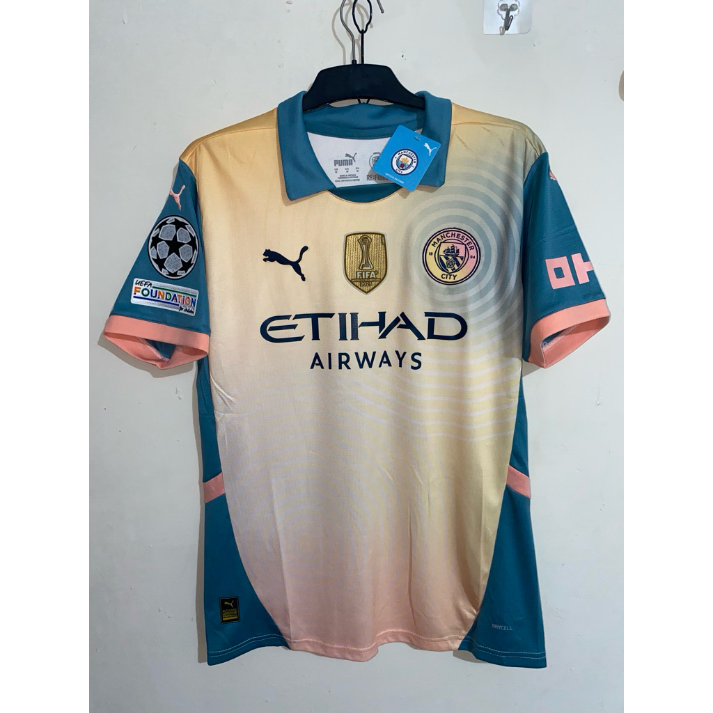 Jersey Man City 4th x Noel Gallagher 24/25 + nameset De Bruyne + full patch (3) + sponsor belakang