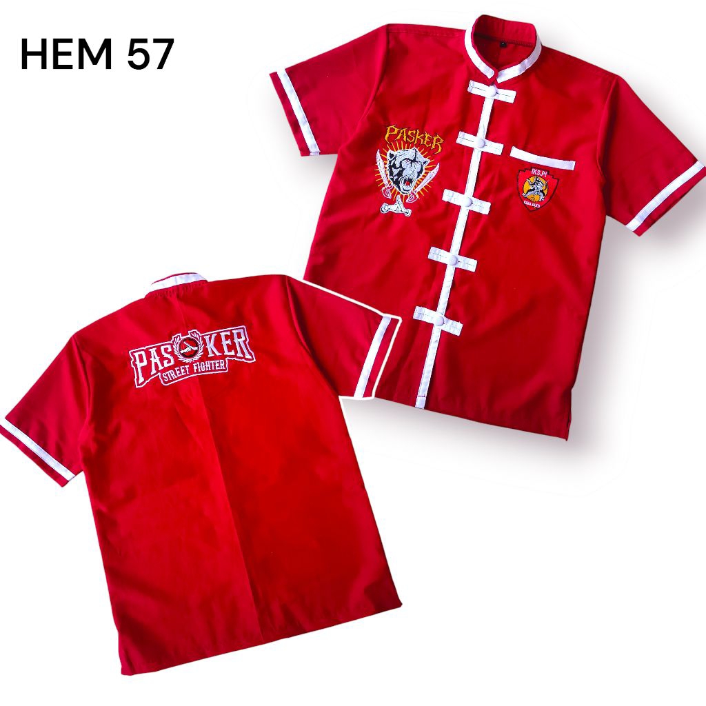 Shanghai red shirt iks.pi / Hem Shanghai 57 new border iks.pi / baju hem merah iks.pi